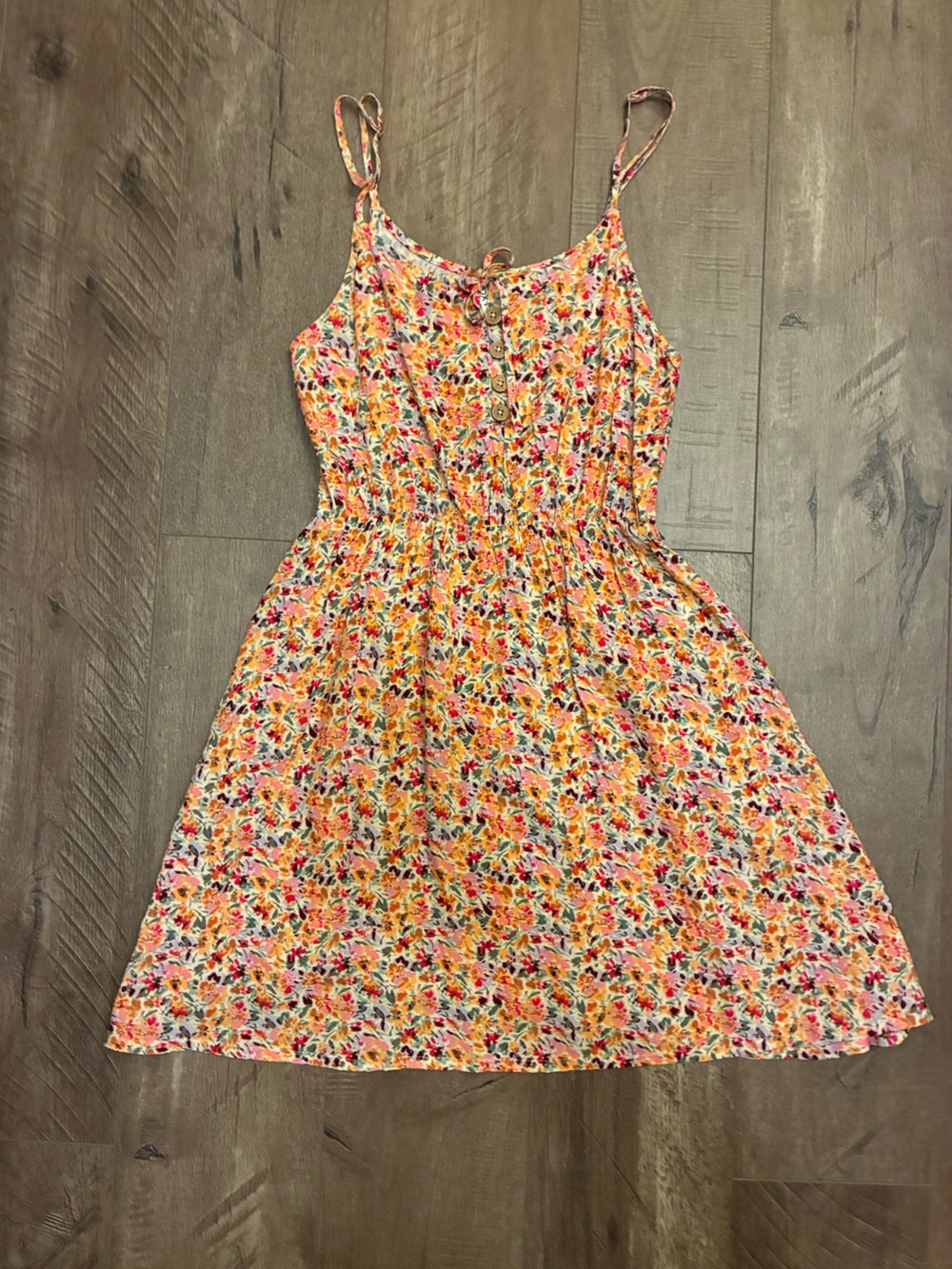 Roxy Floral Mini Dress in Yellow, Pink and Orange